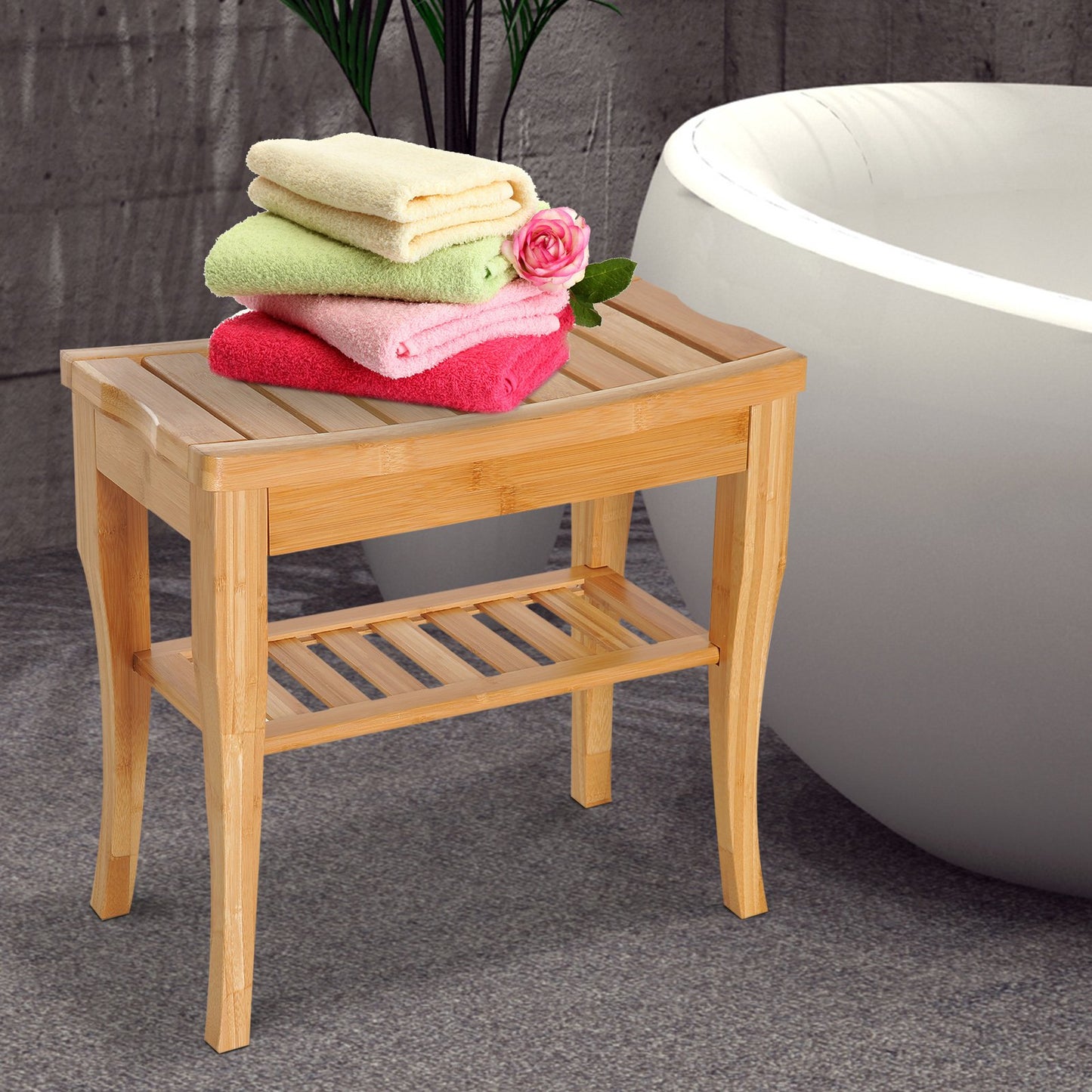 Homcom Wooden Bathroom Shower Bench