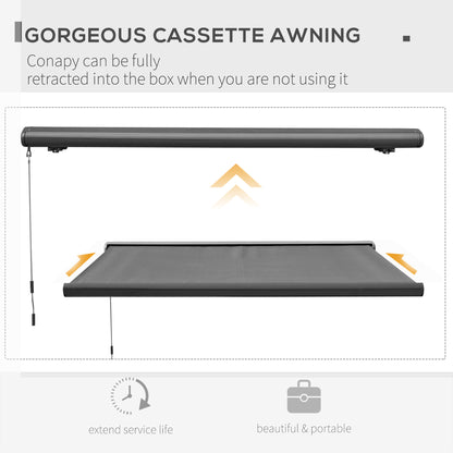 Outsunny Cassette Electric Manual Awning Door Window Retractable Canopy w/ R/C