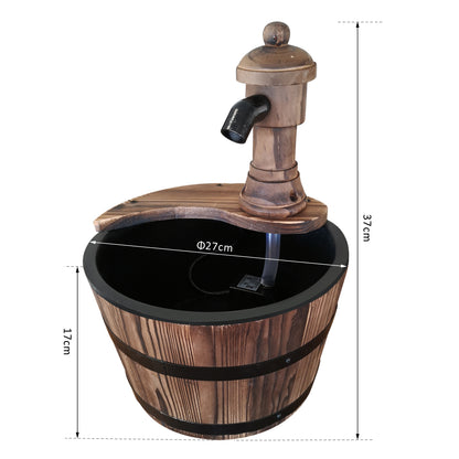 Outsunny Fir Wood Barrel Pump Fountain W/ Flower Planter