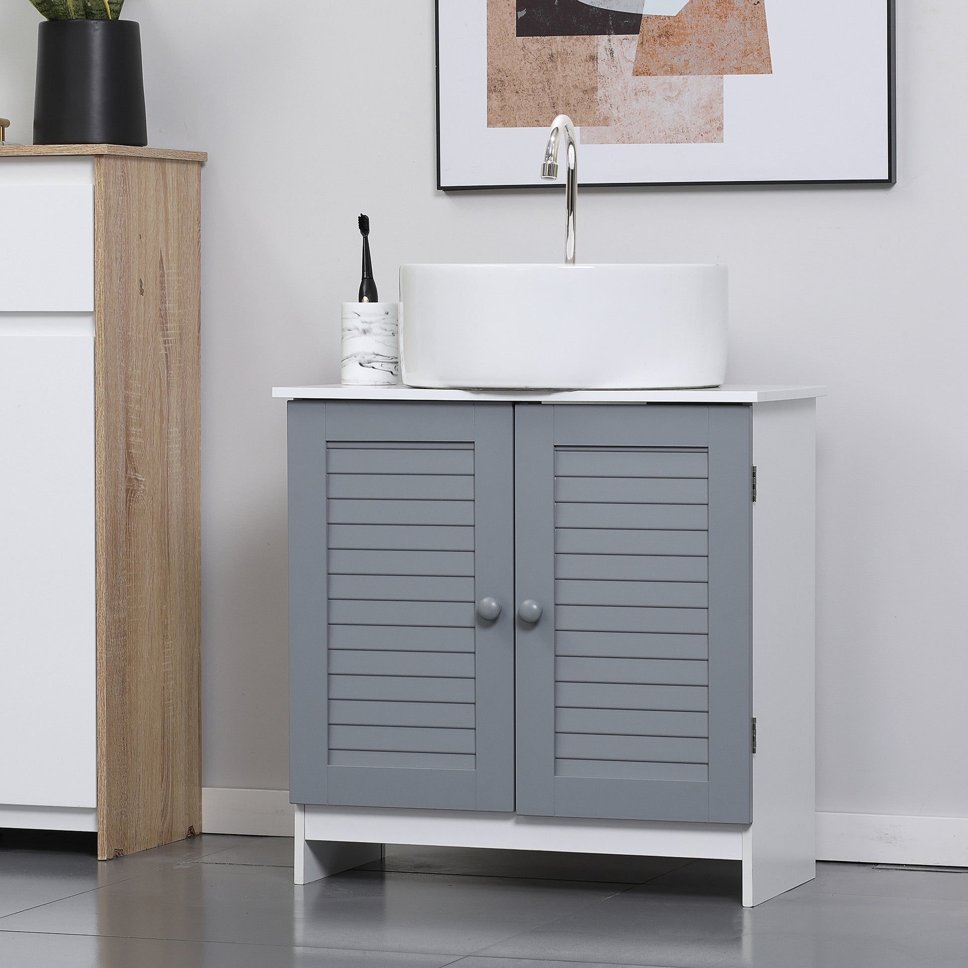 kleankin Under Sink Storage Bathroom Cabinet with Adjustable Shelf