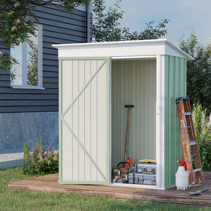 Galvanised 5 x 3' Single Door Reverse Pent Garden Store Steel Green by Steadfast