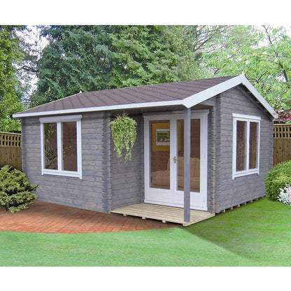 Shire Wykenham 7' 10" x 11' 9" Reverse Offset Apex Log Cabin - Premium 34mm Cladding Tongue & Groove