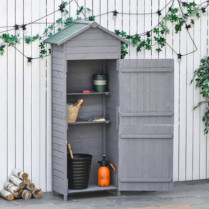 Rustica 189cm Barn Door Reverse Apex Garden Store Lockable With Shelves Fir Wood Grey by Steadfast