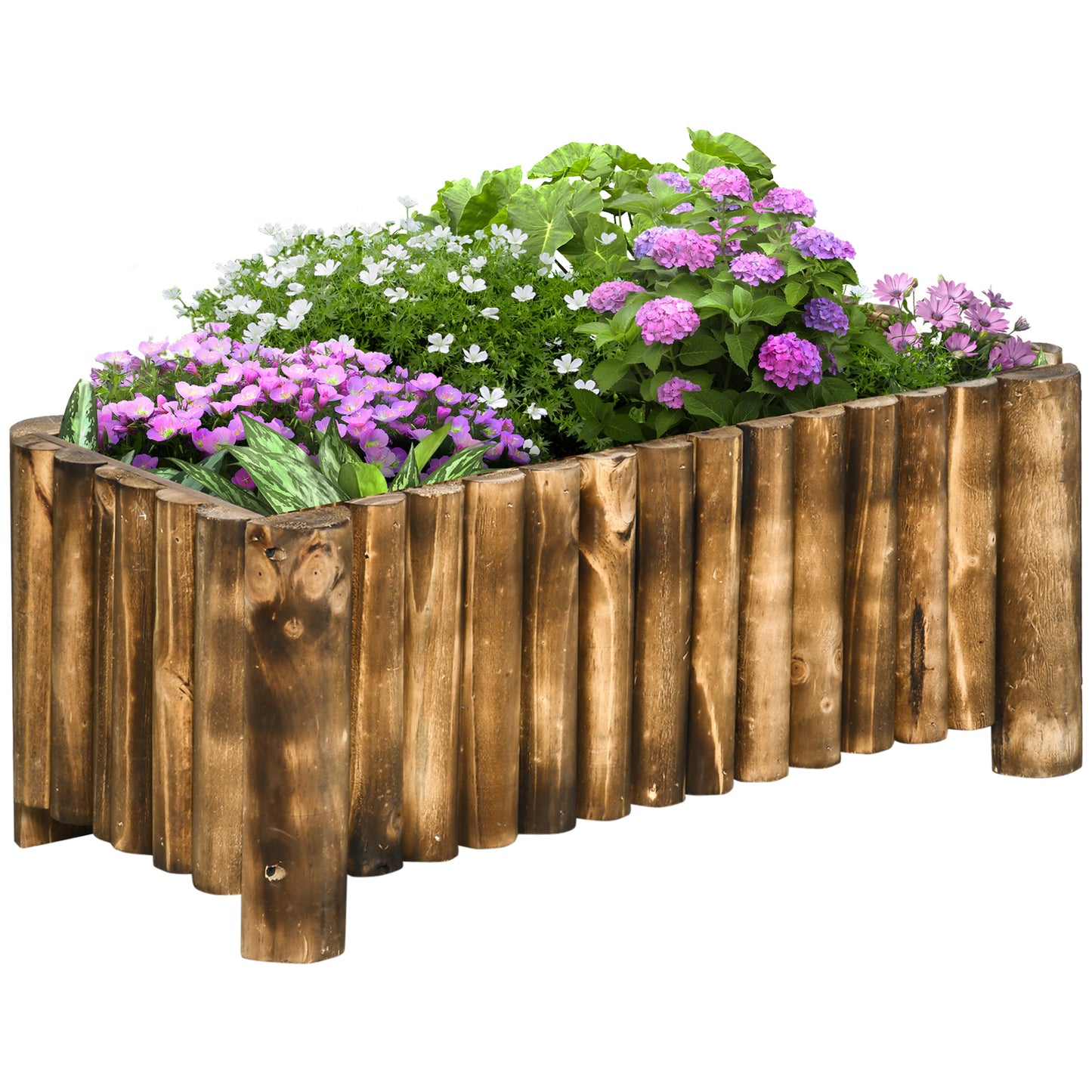 Outsunny 52L Raised Flower Bed Wooden Rectangualr Planter Container Box Herb Pot Flower Pot 78L x 35W x 30H (cm)