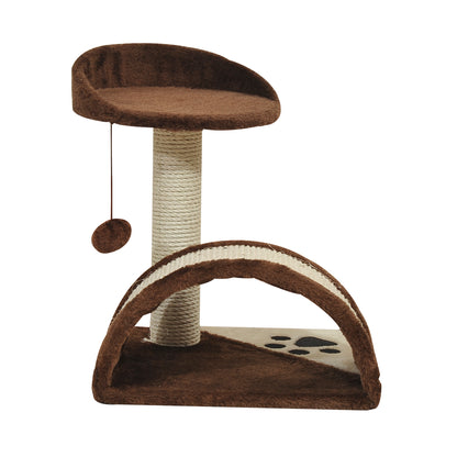 PawHut 2-Tier Cat Tree Scratching Post with Dangle Toy Brown