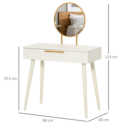 Homcom Modern Dressing Table with Round Mirror