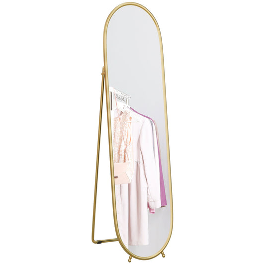 Three-Way Curved Full Length Mirror - Gold Tone-0