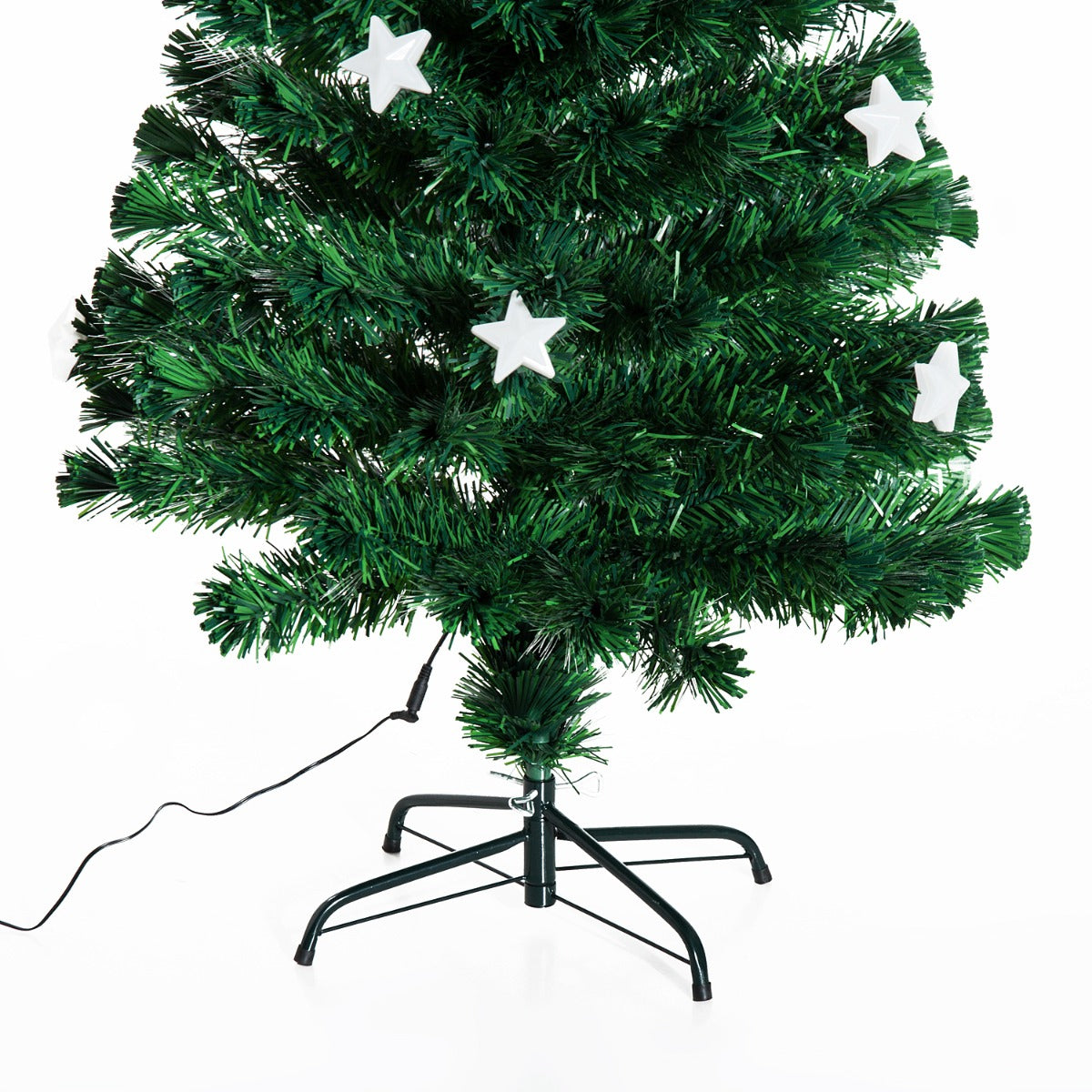 Homcom 5FT Prelit Artificial Christmas Tree Fibre Optic Star LED Light Holiday Home Xmas Decoration with LED Light