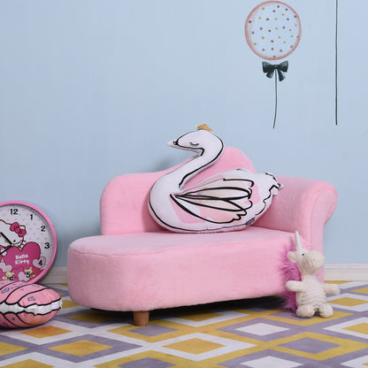 Homcom Kids Velvet-Like Chaise Lounge  Pink