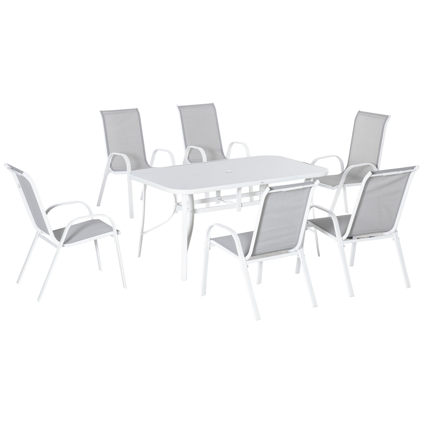 Outsunny 7 Piece Garden Dining Set with Dining Table and Chairs