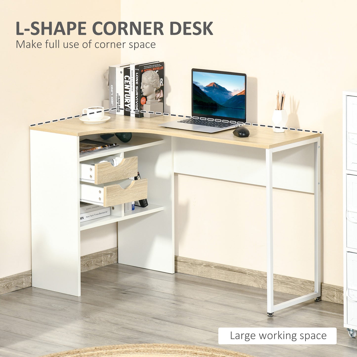 Homcom L-Shaped Computer Desk