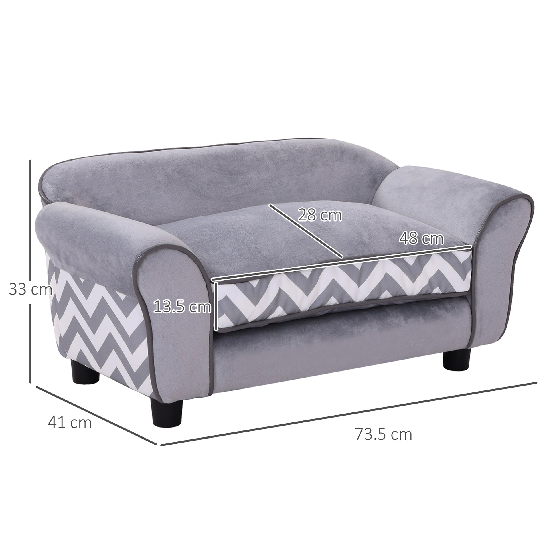 PawHut Velvet-Feel Small Dog Pet Bed - Grey