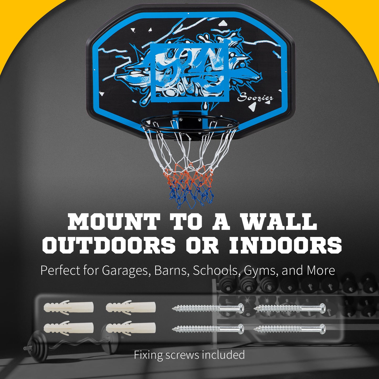 Walll Mounted Basketball Hoop Black & Blue by Sportnow