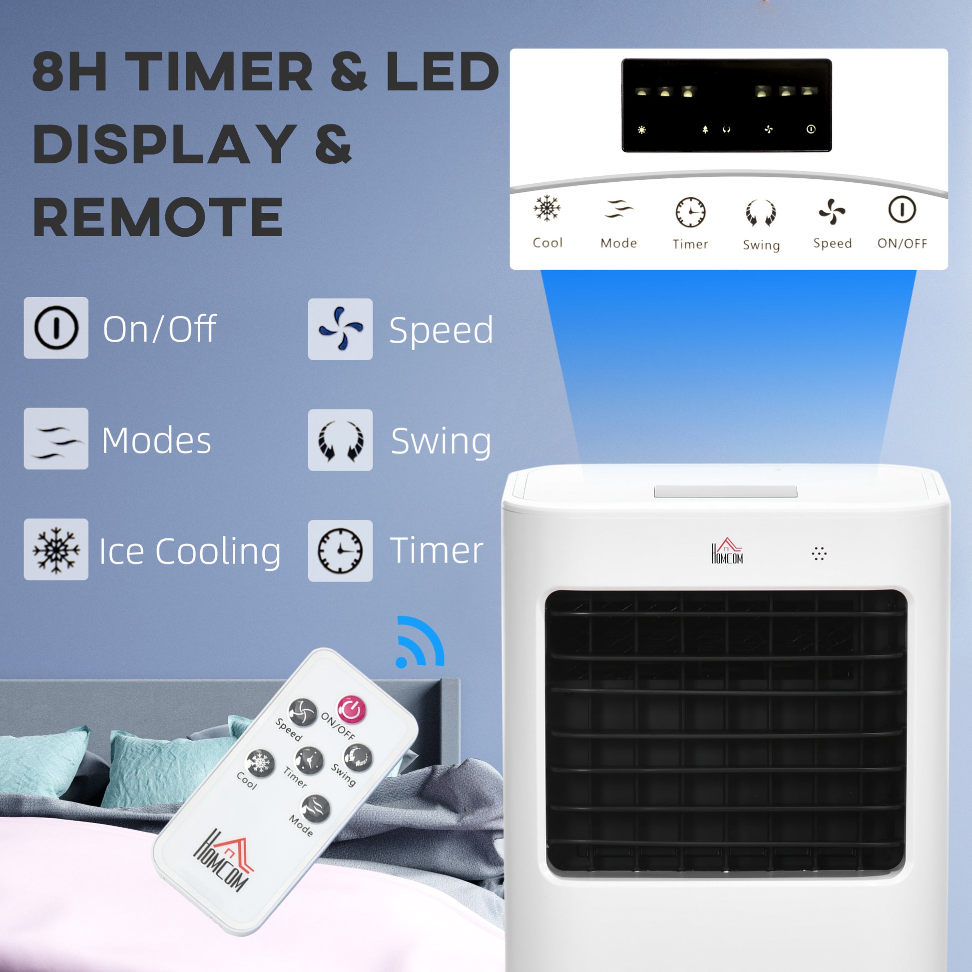 15L Multifunction Three Speed Air Cooler With Remote Control White by Homcom