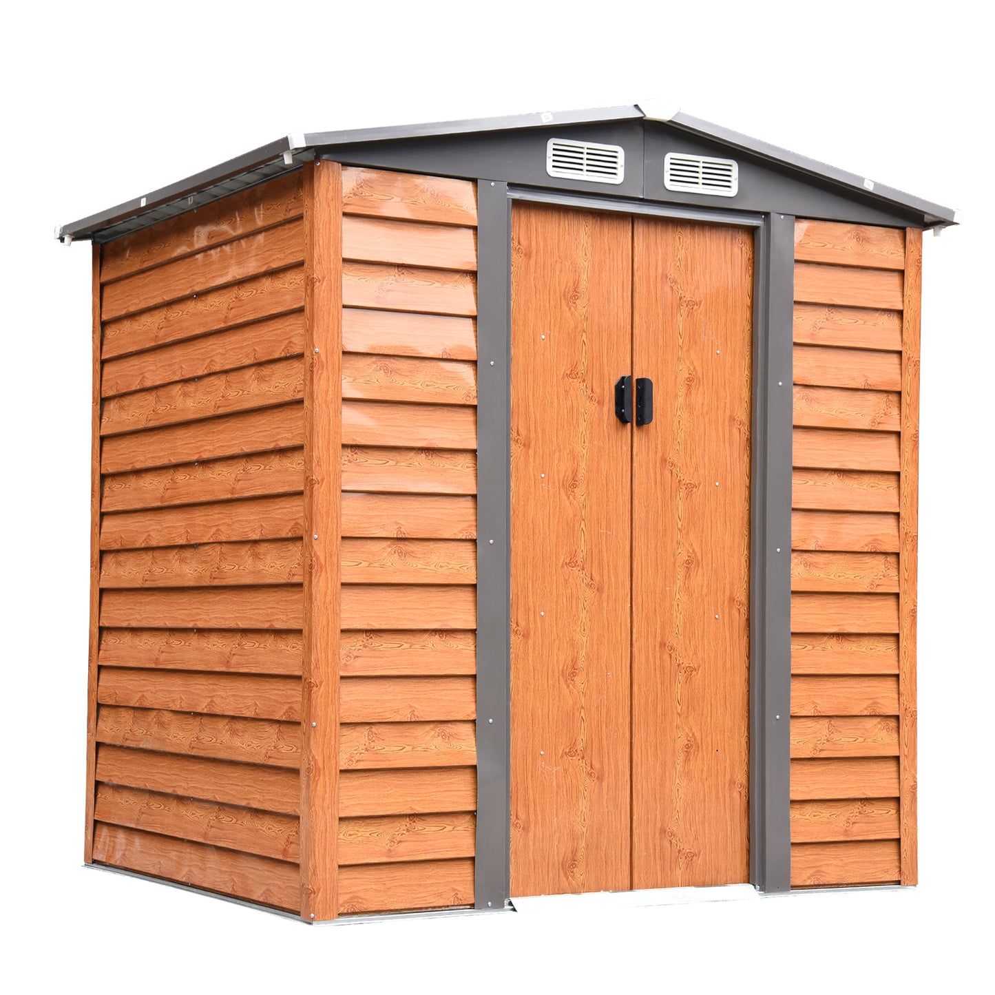 Moderna 6.5 x 5.2' Double Door Apex Garden Shed With Ventilation Steel & Polypropylene Light Brown by Steadfast