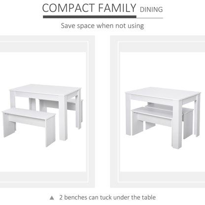 Homcom Kitchen Dining Table and 2 Benches Set