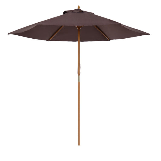 Outsunny 2.5 m Wooden Parasol Sun Shade-Coffee