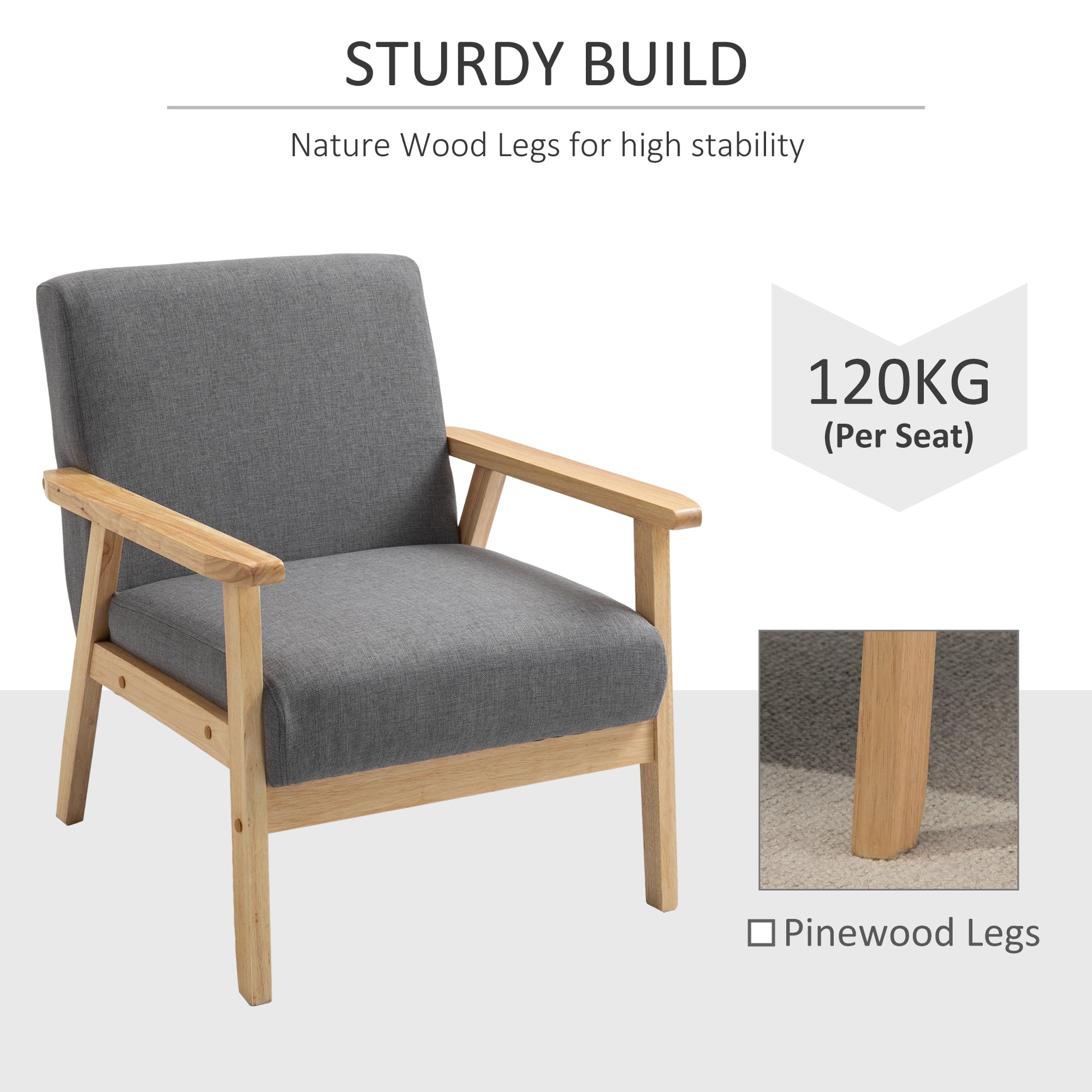 Homcom Minimalistic Wooden Frame Accent Chair