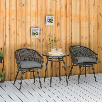 Outsunny 3 Pieces Outdoor PE Rattan Balcony Furniture