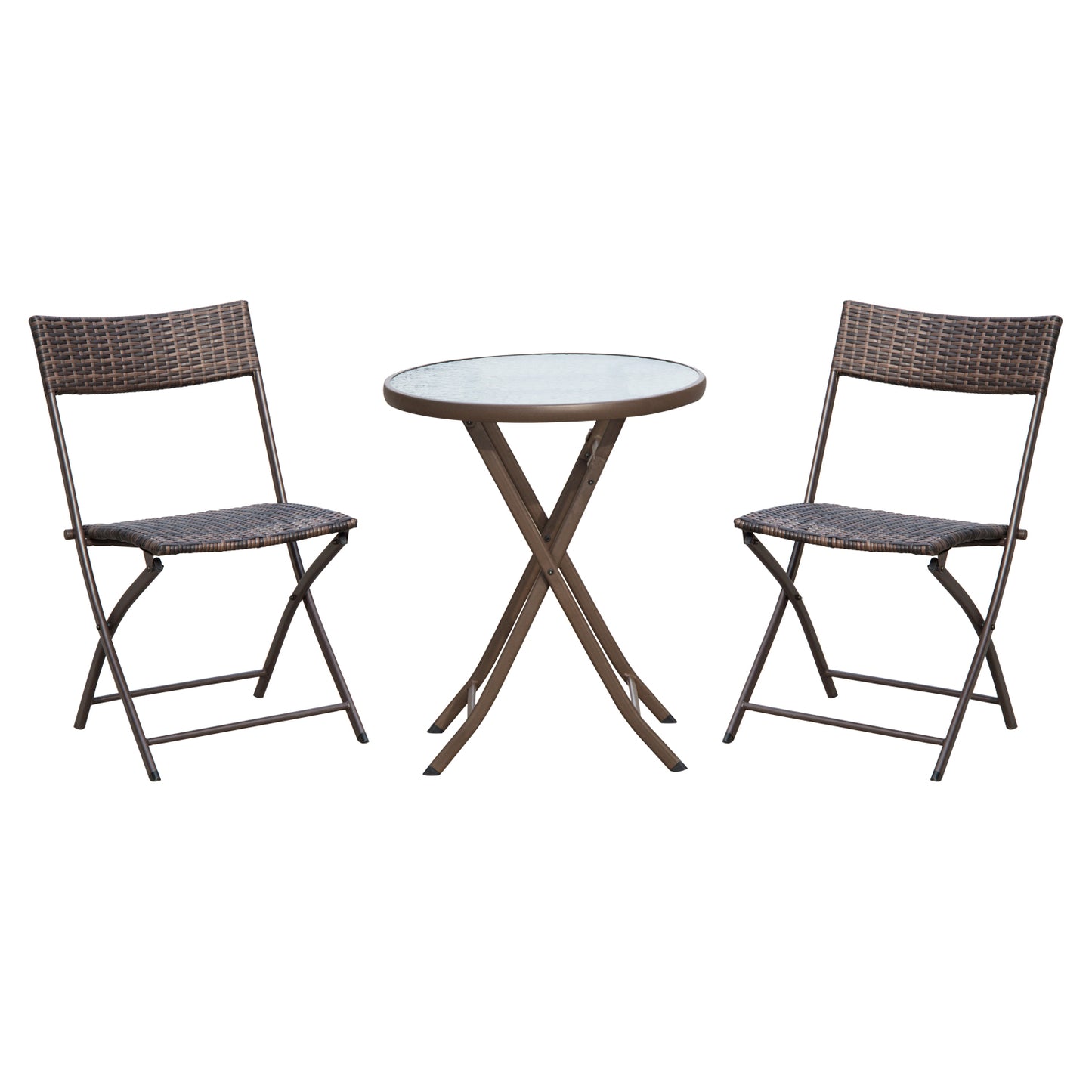 Outsunny 2 Seater Wicker Rattan Bistro Set-Brown