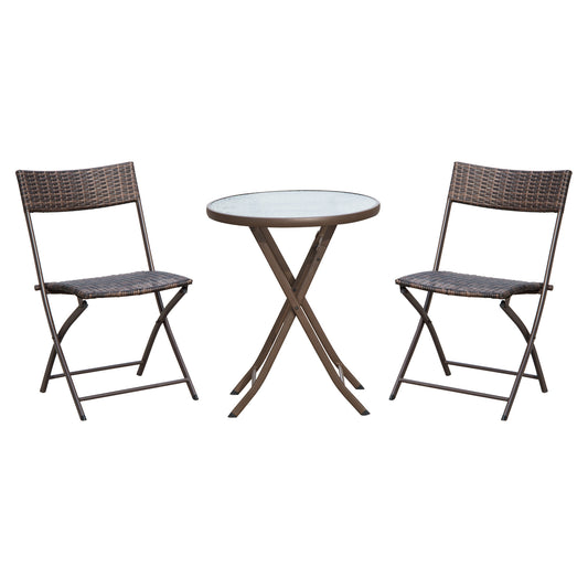 Outsunny 2 Seater Wicker Rattan Bistro Set-Brown