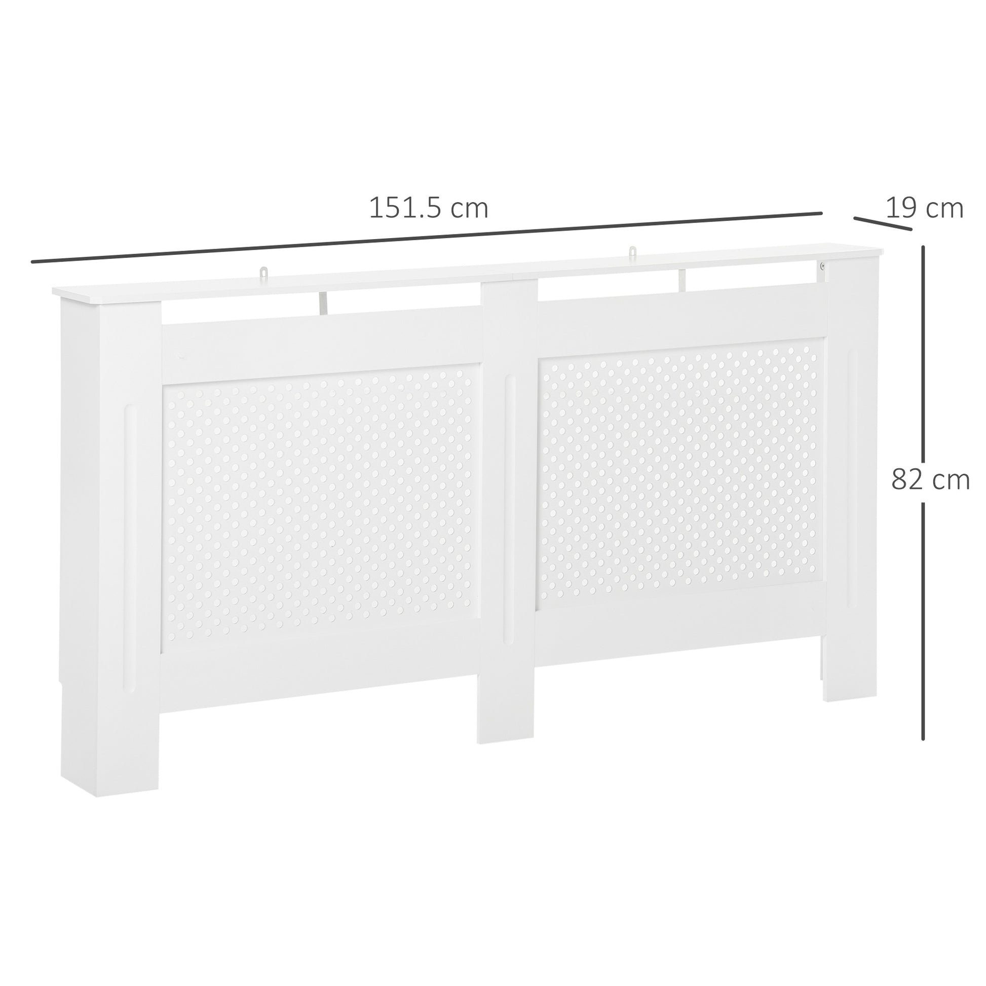 Homcom Wooden Radiator Cover Heating Cabinet Modern Home Furniture Grill Style White Painted (Large)