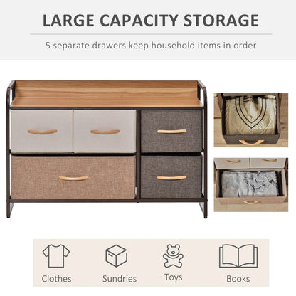 Homcom Drawers Storage Tower Dresser with Wood Top