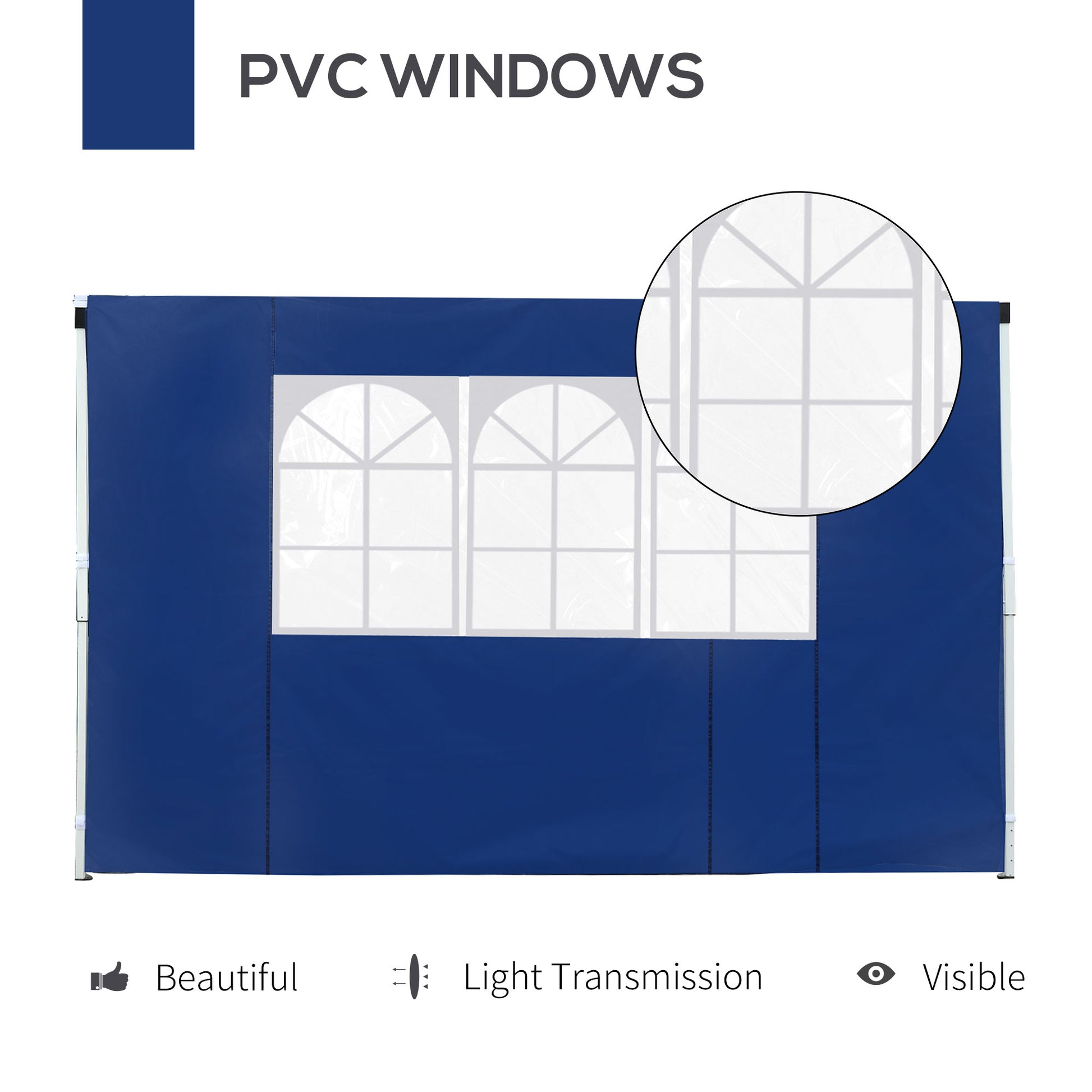 Outsunny 3M Gazebo Exchangeable Side Panel Panels With Window-Blue