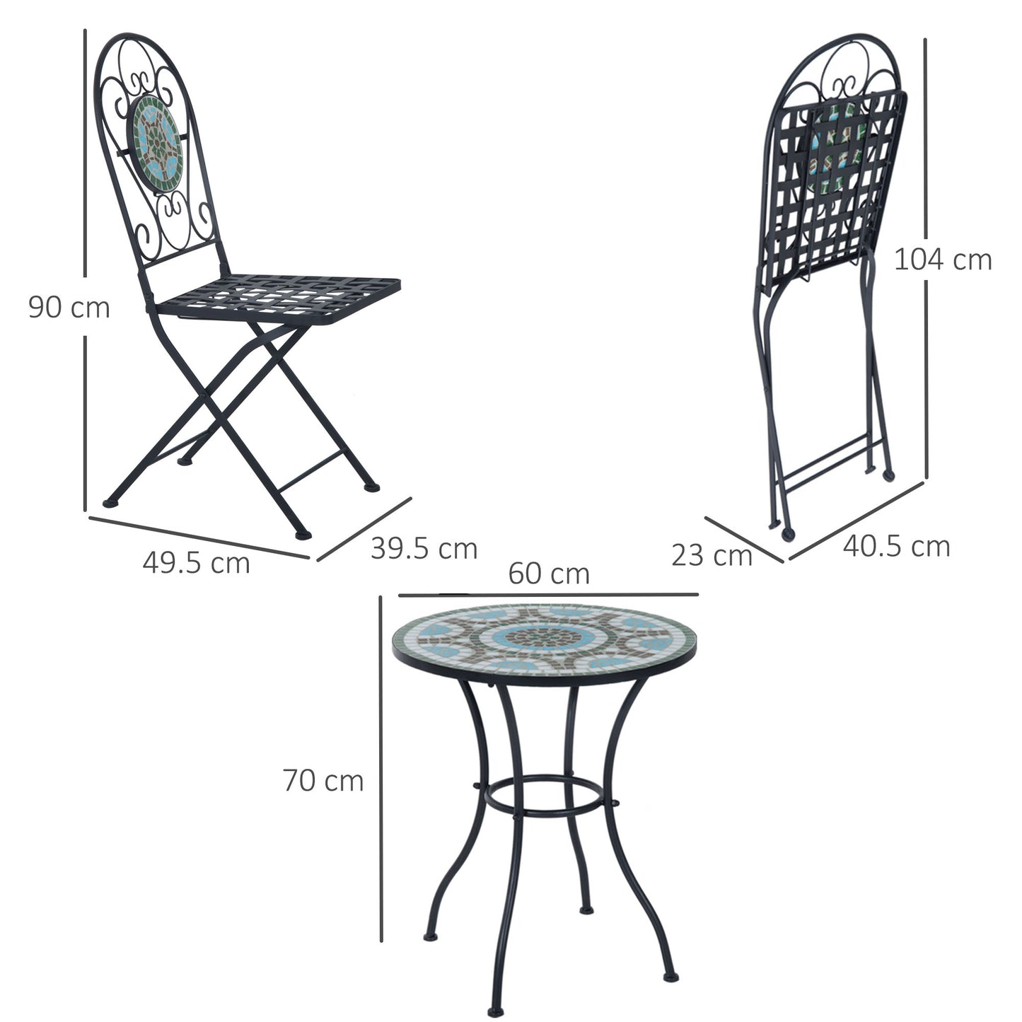 Outsunny 3Pcs Bistro Set