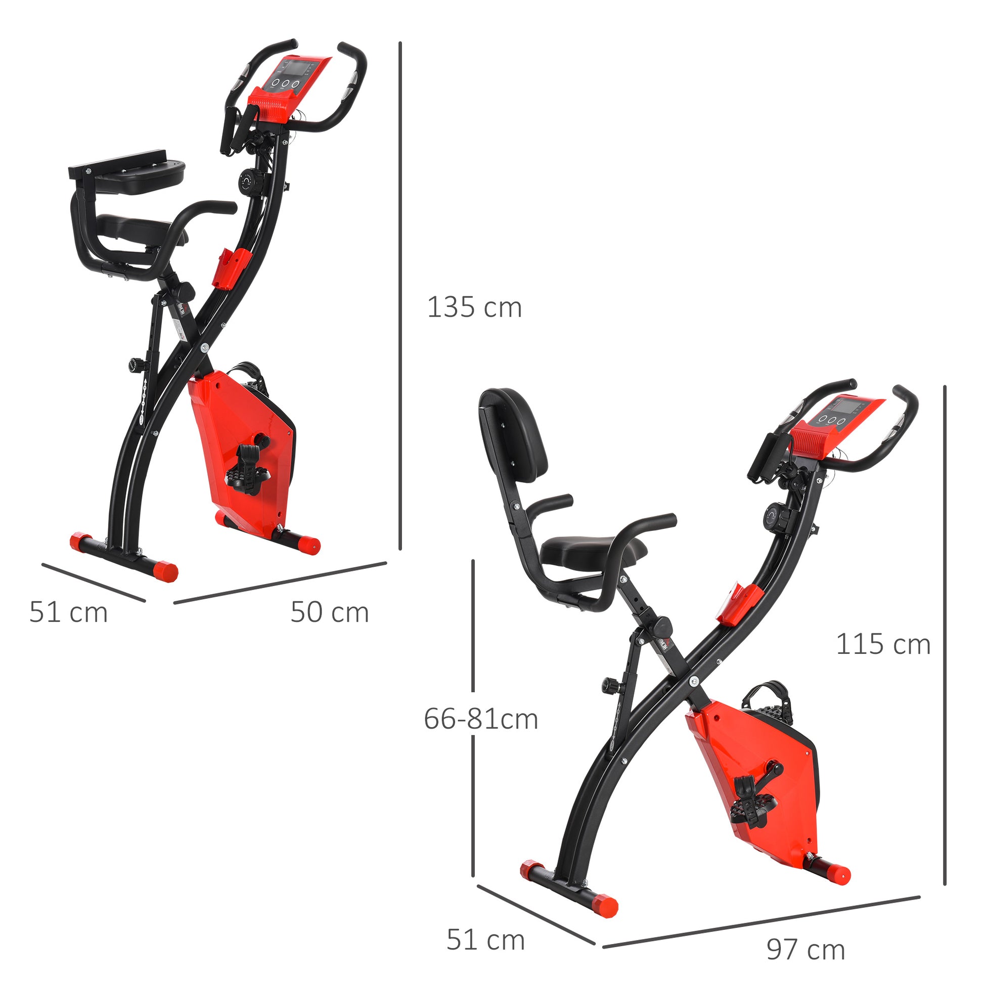 Homcom 2-In-1 Upright Exercise Bike Adjustable Resistance Fitness Home Cycle Red