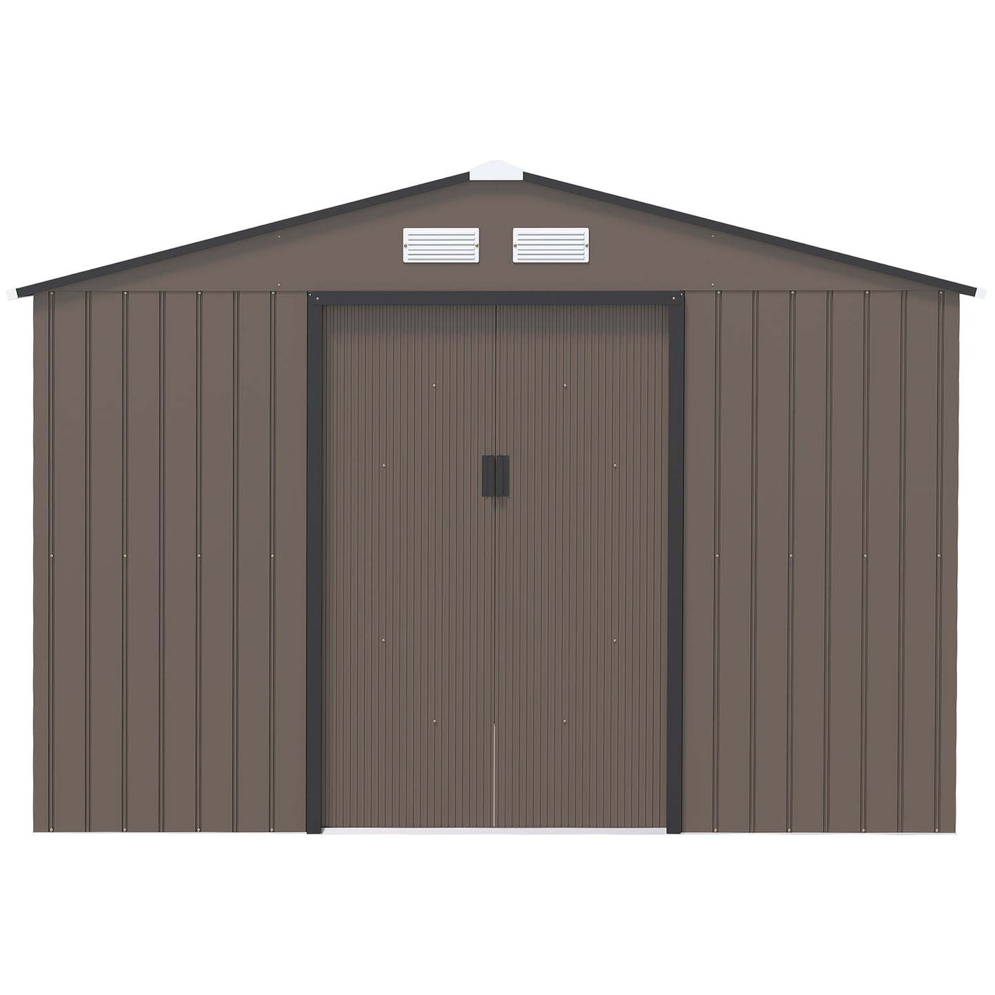 Galvanised 9 x 6' Double Door Reverse Apex Garden Shed With Ventilation Steel Brown by Steadfast