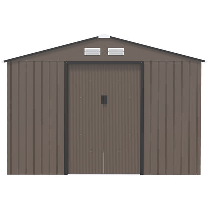 Galvanised 9 x 6' Double Door Reverse Apex Garden Shed With Ventilation Steel Brown by Steadfast