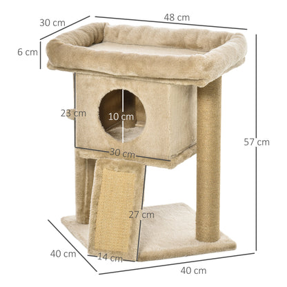 PawHut Cat Tree for Indoor Cats Kitten Tower Climbing Activity Centre Furniture w/ Jute Scratching Pad