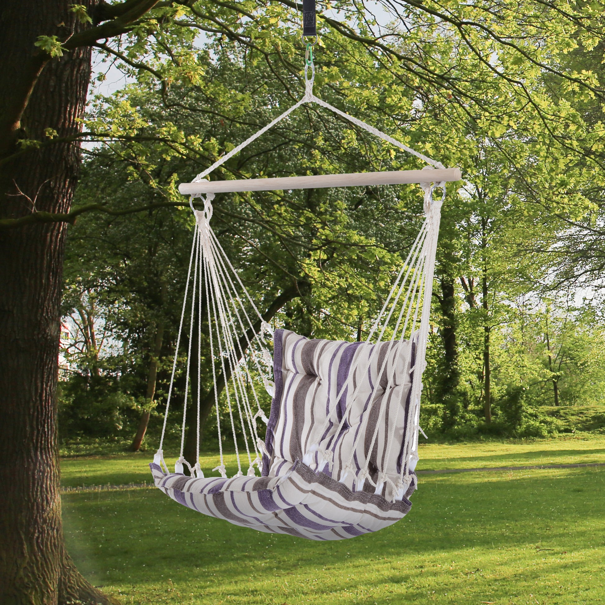 Outsunny Outdoor Hanging Rope Chair with Soft Padded Seat & Backrest