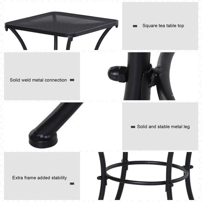 Outsunny Metal Square Outdoor Garden Bistro Table Black