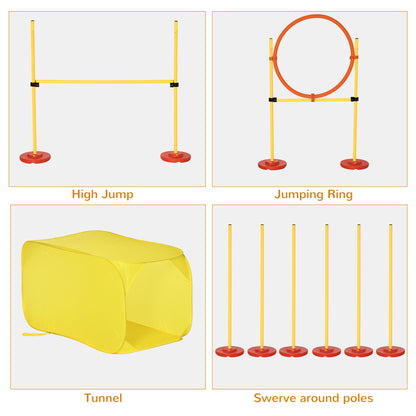 Pawhut Portable Pet Agility Training Obstacle Set For Dogs W/ Adjustable High Jumping Pole