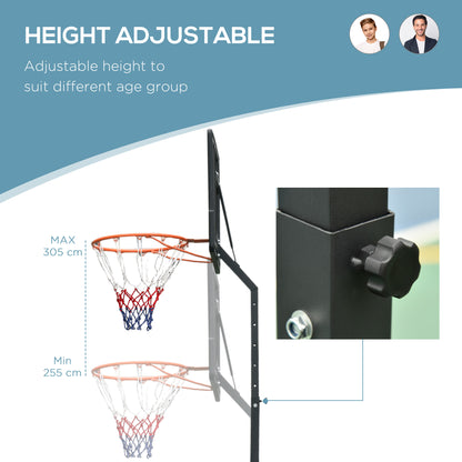 Homcom Steel Basketball Stand Height Adjustable Hoop Backboard Black