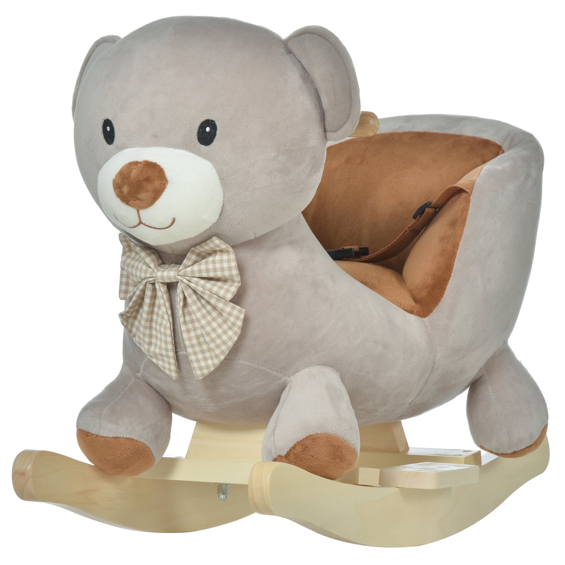 Homcom Toddlers Plush Bear Rocking Horse Grey