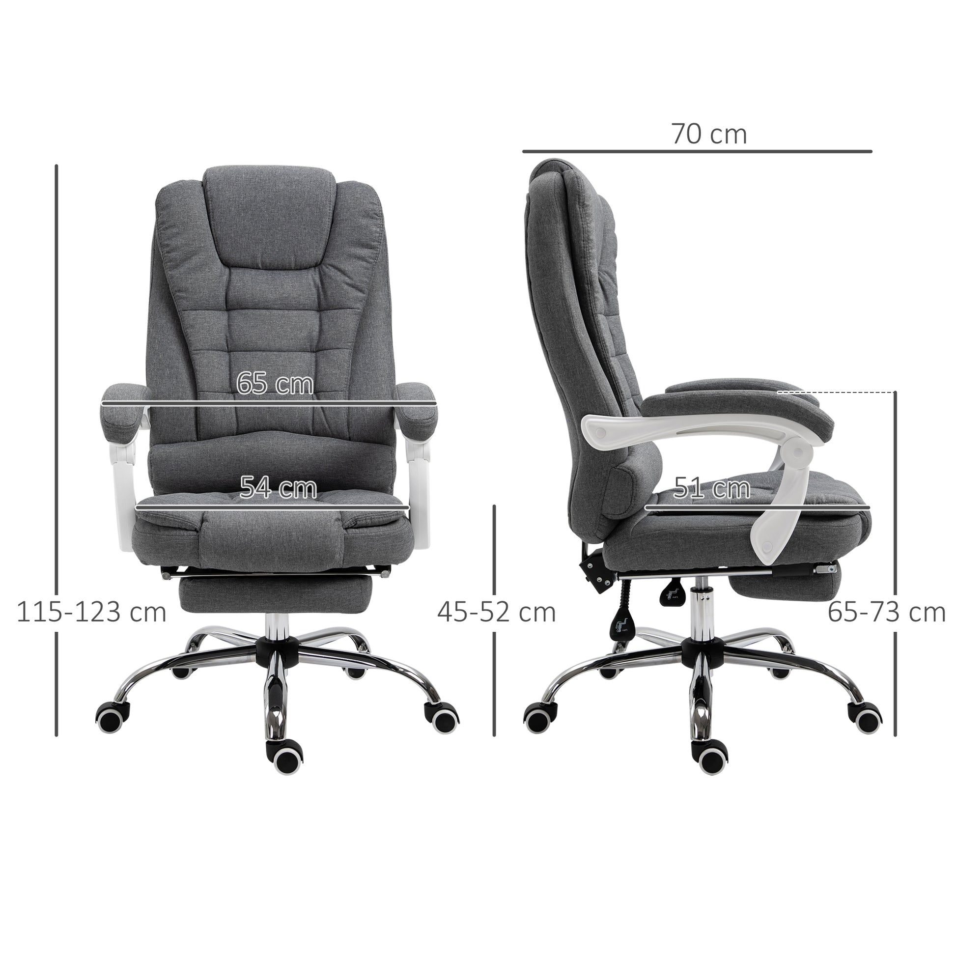 Vinsetto Office Chair with Footrest Computer Swivel Rolling Task Recliner for Home with Retractable Footrest