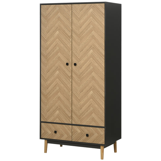 Homcom Modern Wardrobe Cabinet Wood Grain Sticker Surface with Shelf