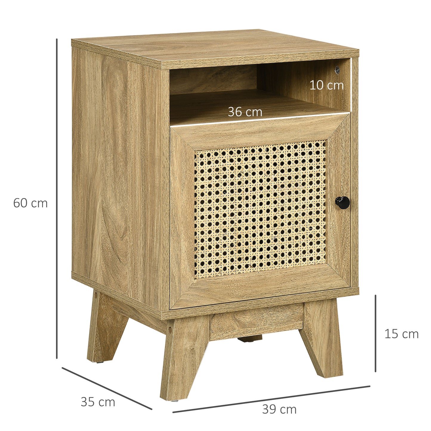 Homcom Bedside Table with Rattan Element