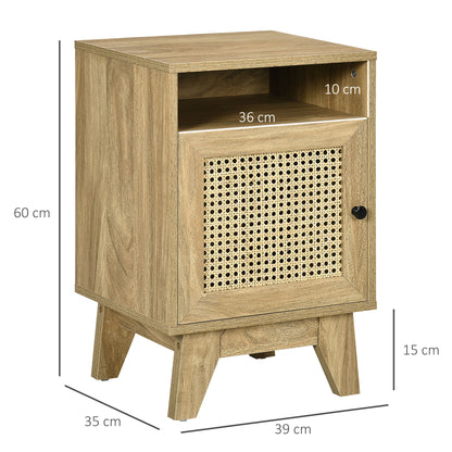 Homcom Bedside Table with Rattan Element