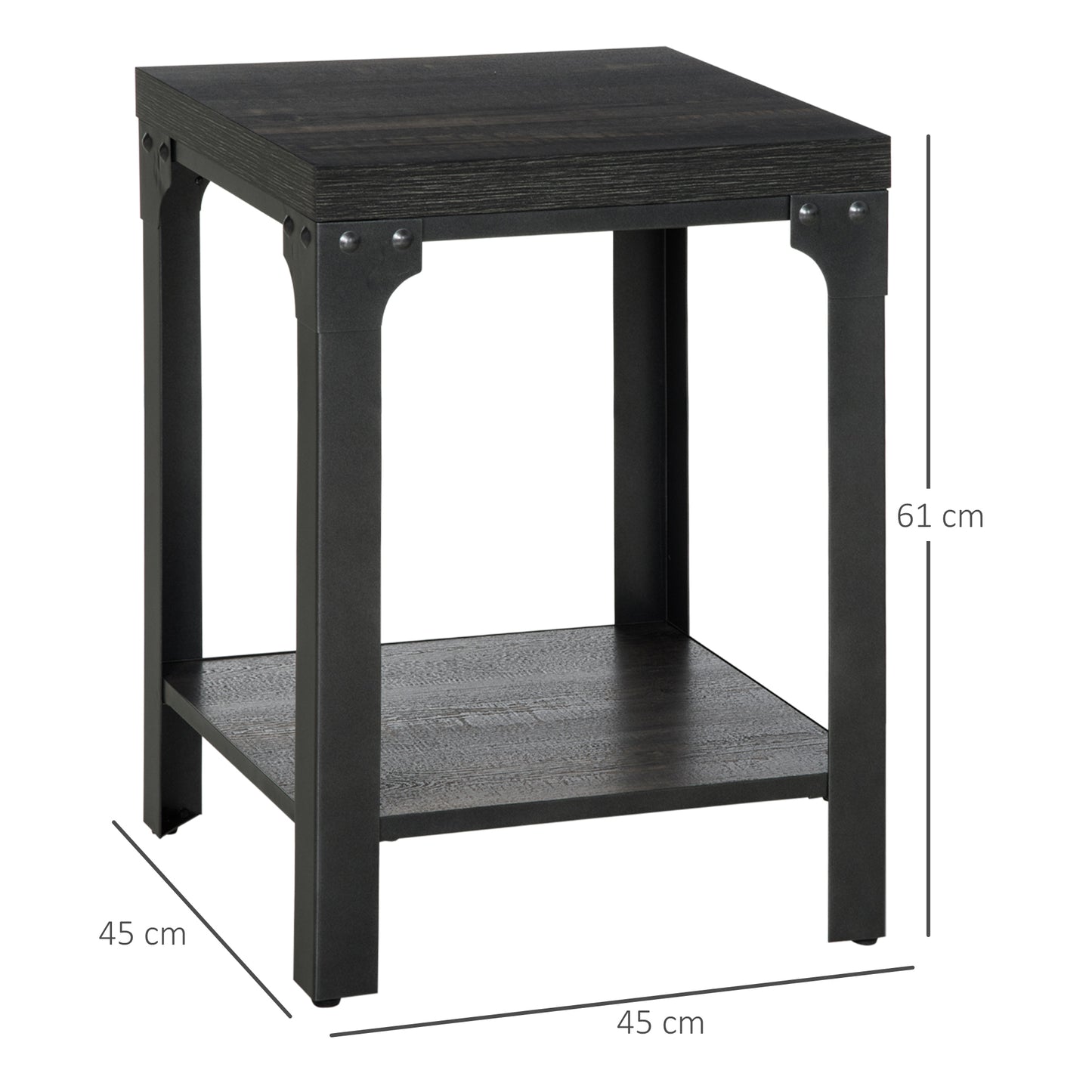 Homcom Industrial Side Table Set of 2 with Storage Shelf