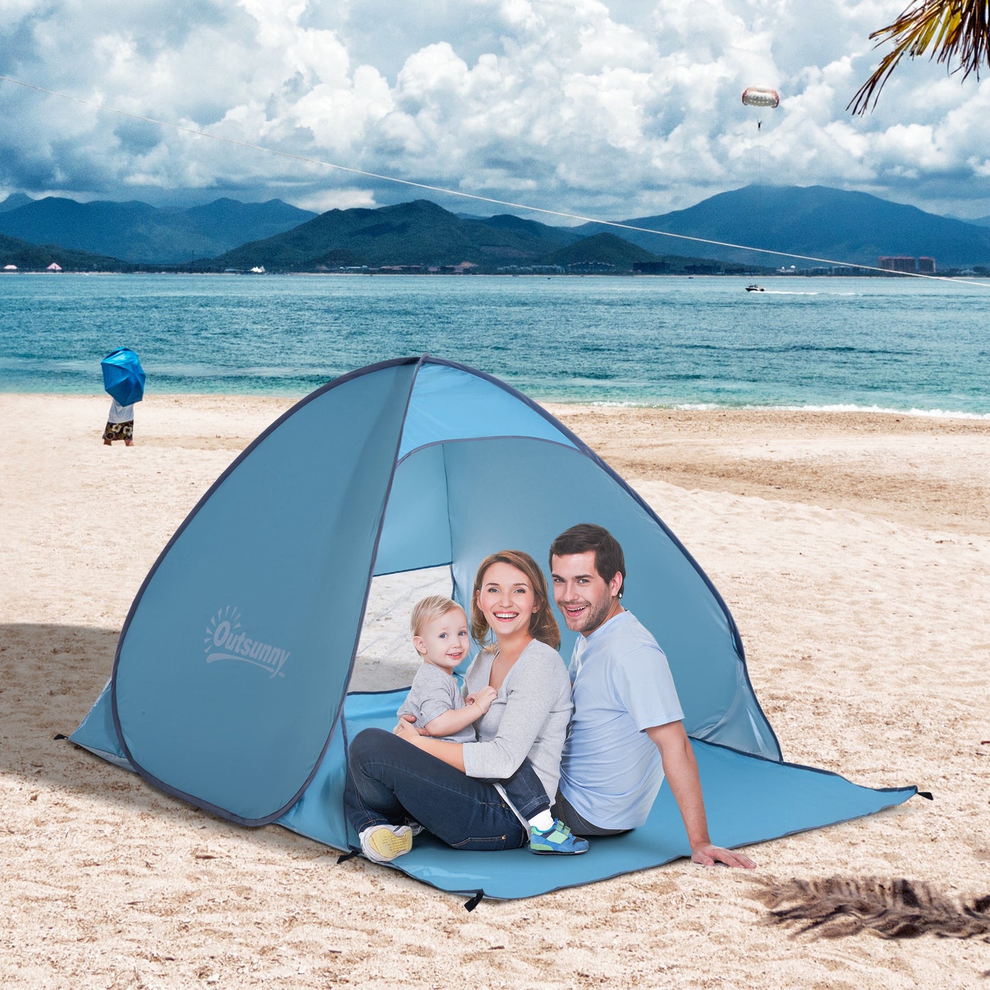 Outsunny 2 Person Pop Up UV Shelter Shade-Blue