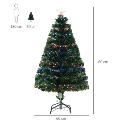 Homcom 4FT Prelit Artificial Christmas Tree with Multi-Coloured Fiber Optic LED Light