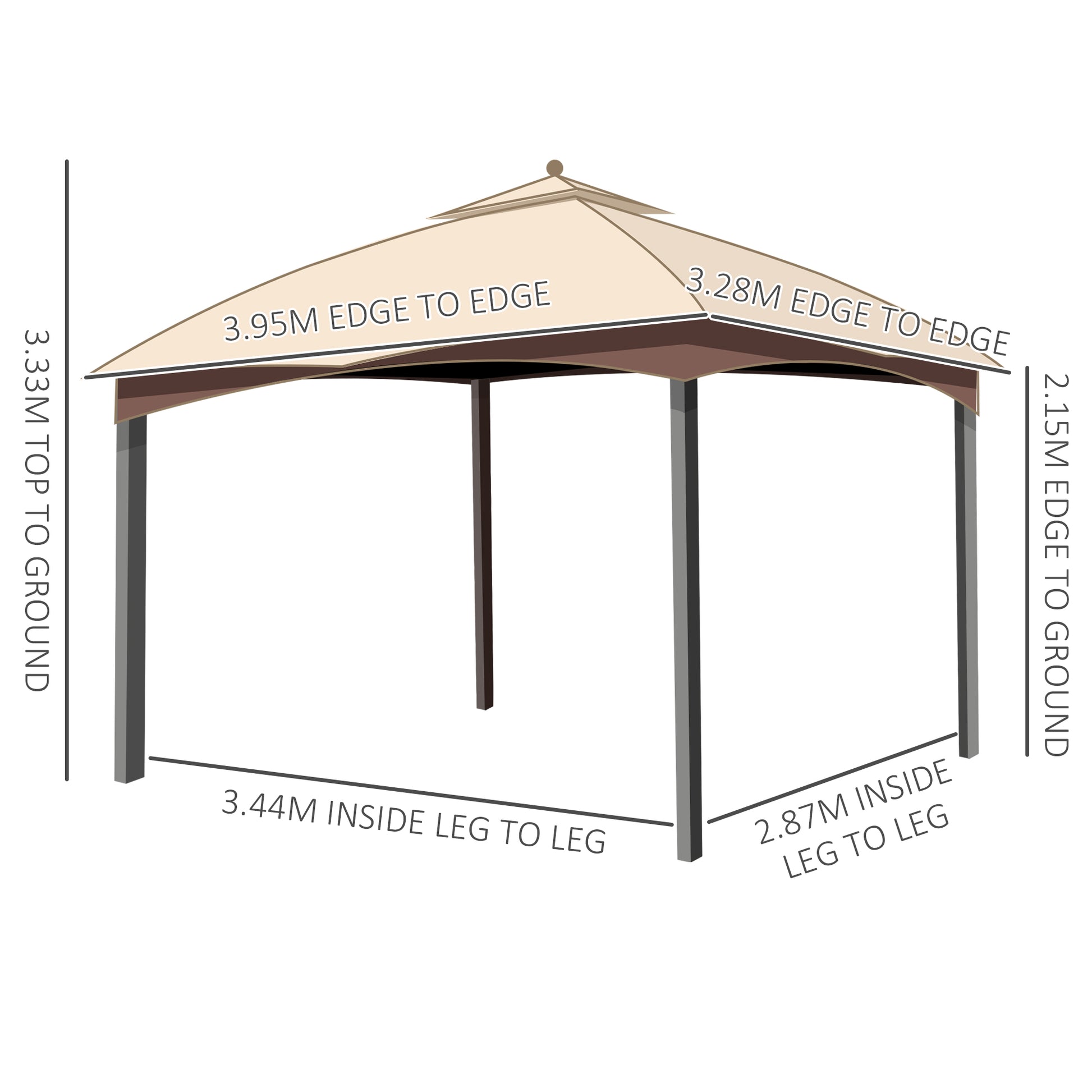 Outsunny 4 x 3(m) Patio Metal Gazebo