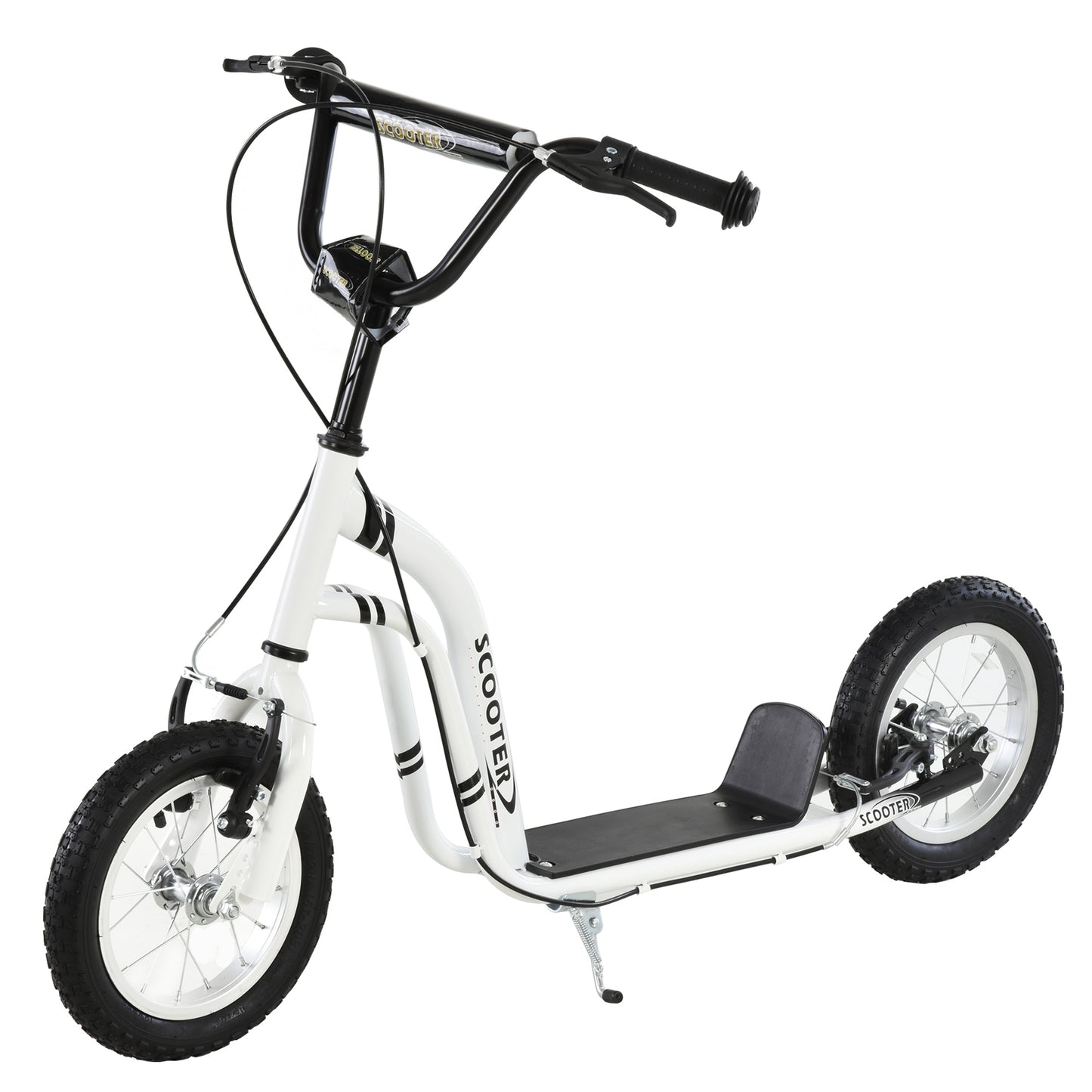 Homcom Dual Brakes 12" Metal frame Kick Scooter adjustable black