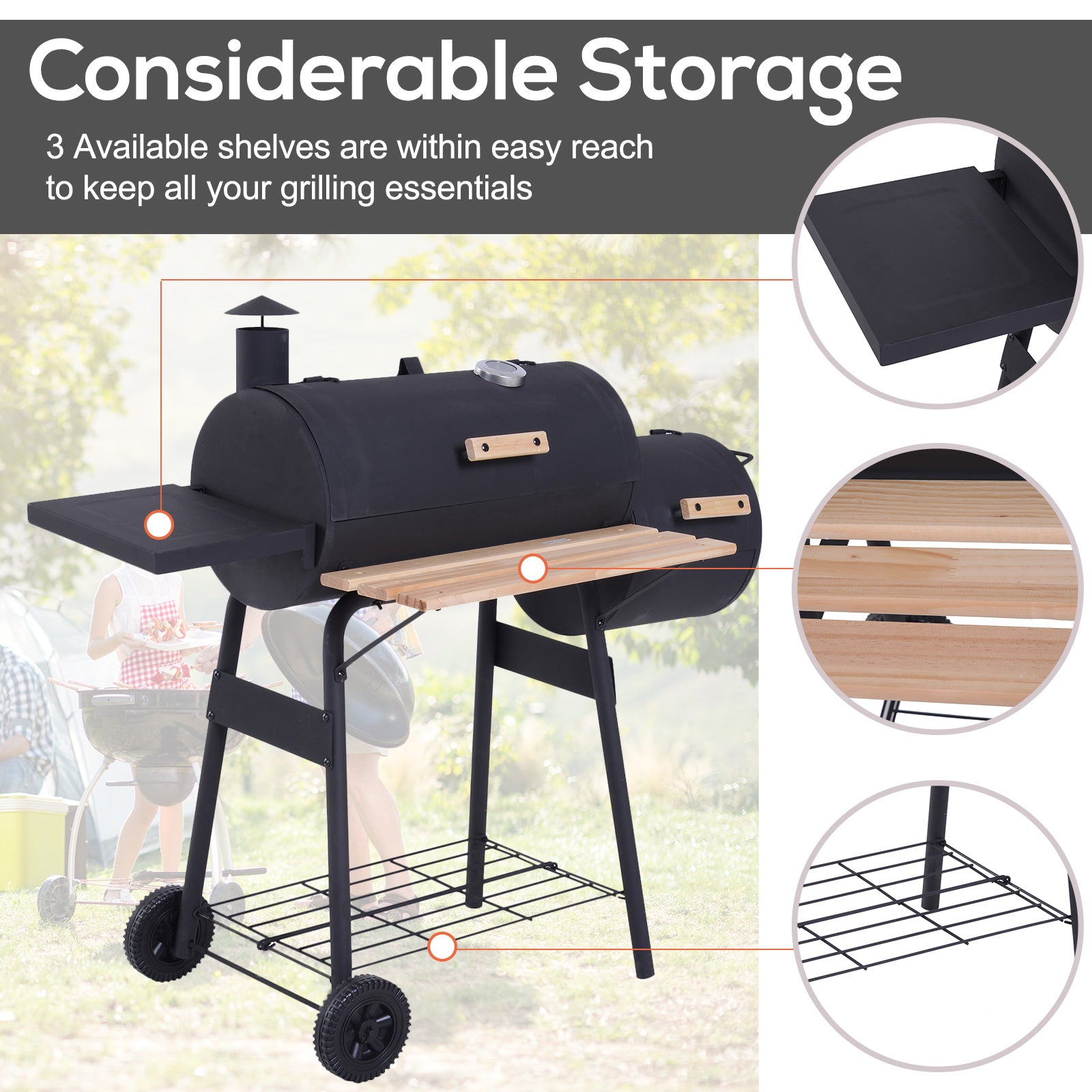 Outsunny Portable Charcoal BBQ Grill