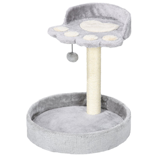 44cm Cat Tower, Cat Tree for Indoor Cats, with Sisal Cat Scratching Post, Toy Ball - Light Grey-0