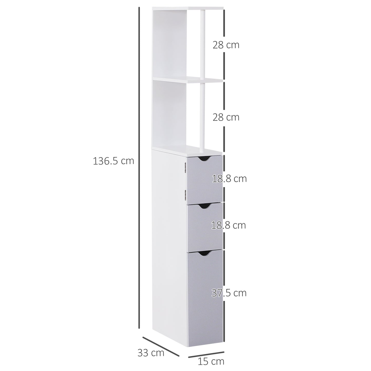 Homcom Bathroom Cabinet Tall Shelf Toilet Tissue Cupboard Withdrawers